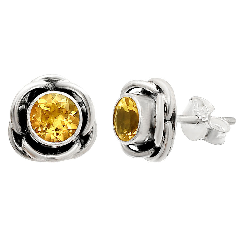 Natural Citrine Stud 925 Sterling Silver Earrings Jewelry DGE1079_F