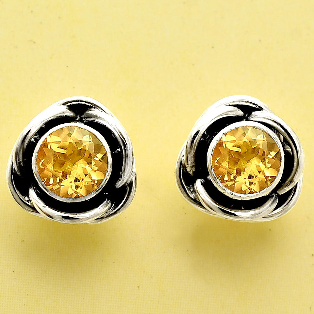 Natural Citrine Stud 925 Sterling Silver Earrings Jewelry DGE1079_F