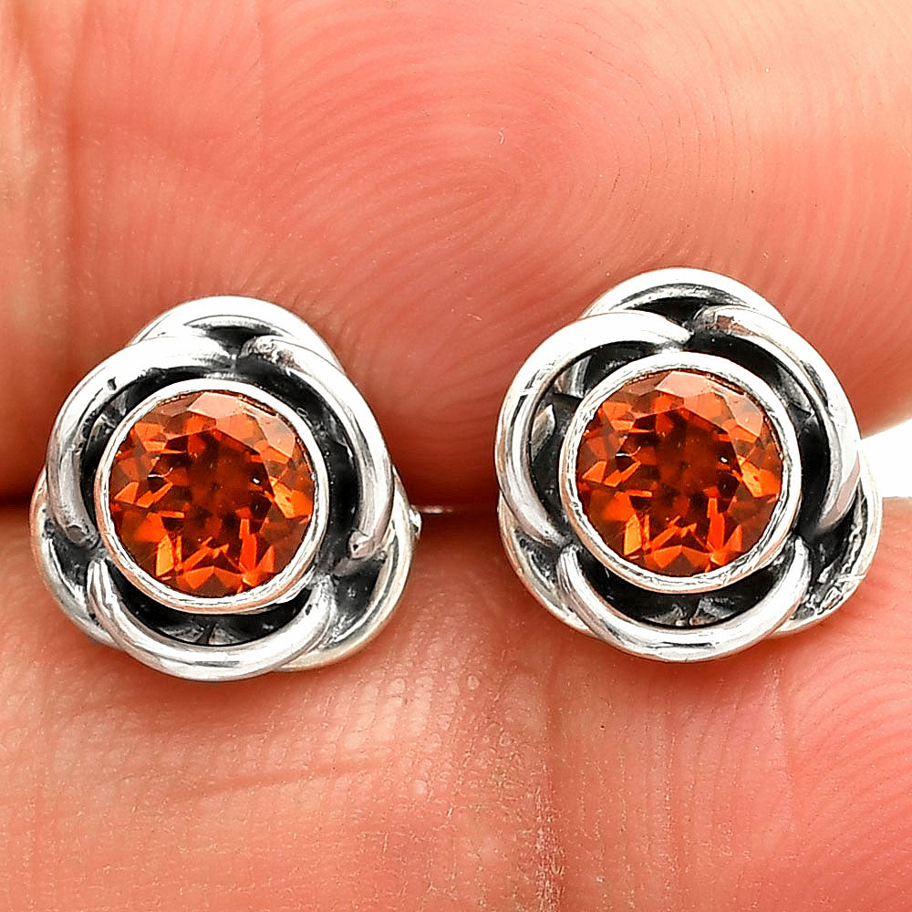 Natural Mandarin Citrine Stud 925 Sterling Silver Earrings Jewelry DGE1079_G