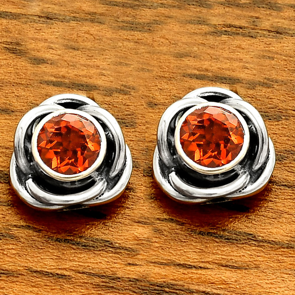 Natural Mandarin Citrine Stud 925 Sterling Silver Earrings Jewelry DGE1079_G