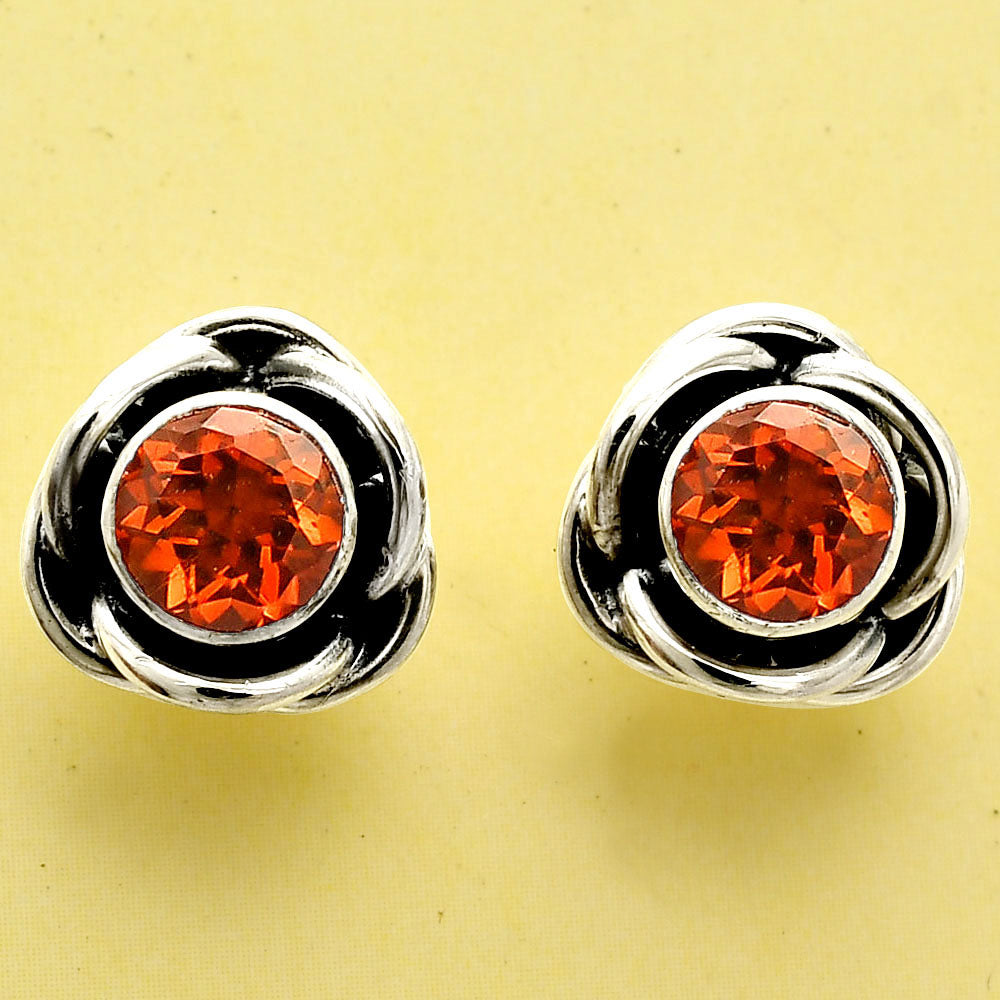 Natural Mandarin Citrine Stud 925 Sterling Silver Earrings Jewelry DGE1079_G