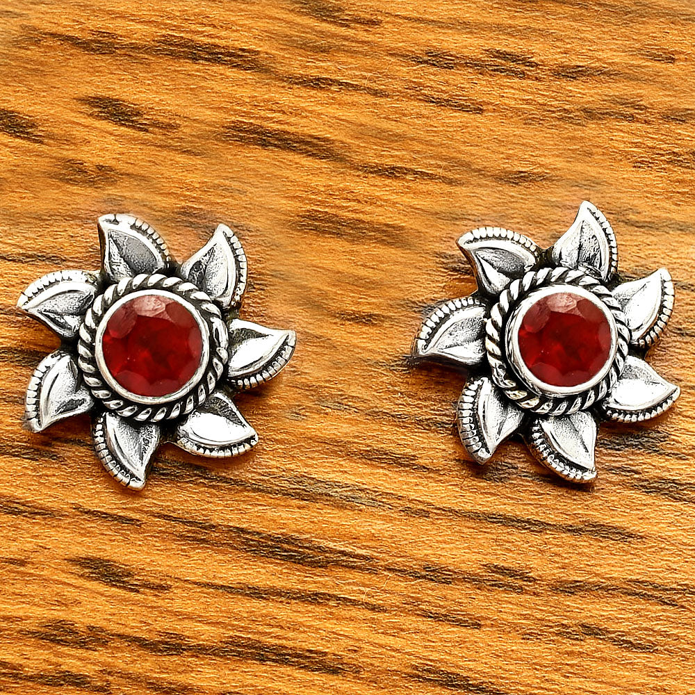 Hessonite Garnet - Madagascar Stud 925 Sterling Silver Earrings Jewelry DGE1080_A