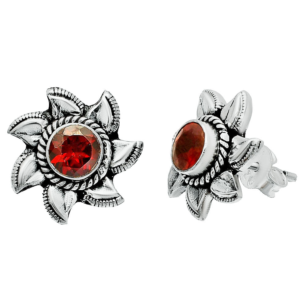 Hessonite Garnet - Madagascar Stud 925 Sterling Silver Earrings Jewelry DGE1080_A