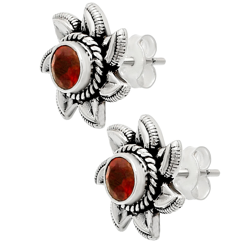 Hessonite Garnet - Madagascar Stud 925 Sterling Silver Earrings Jewelry DGE1080_A