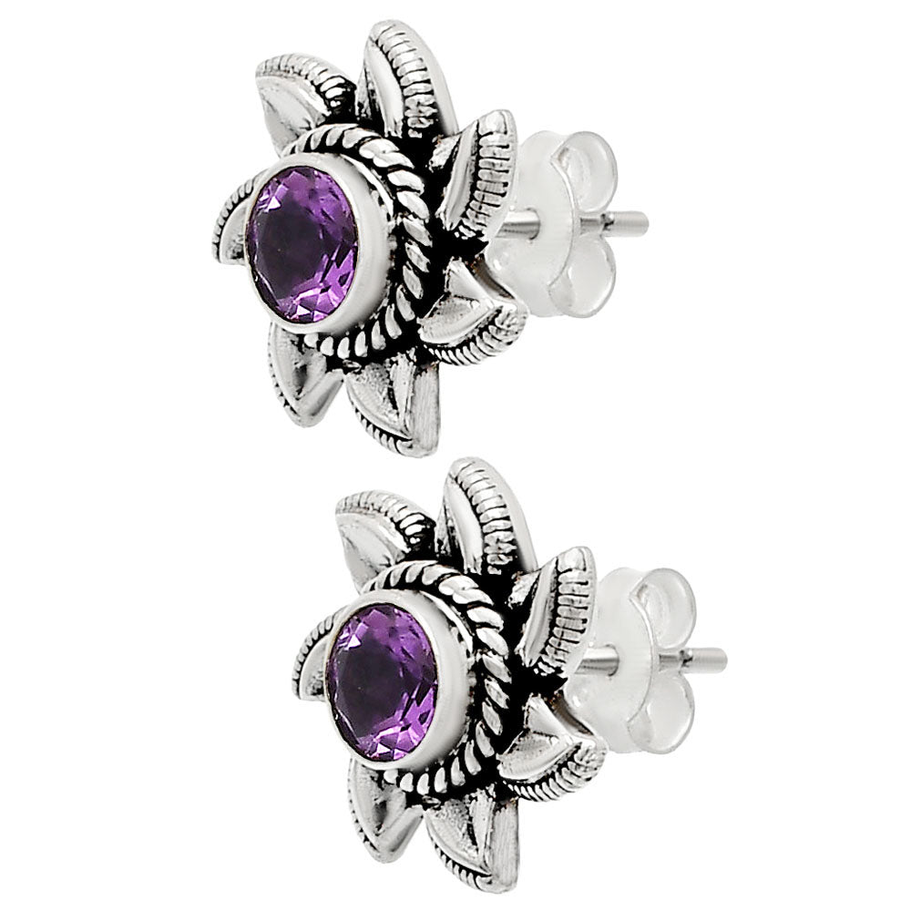 Natural Amethyst - Brazil Stud 925 Sterling Silver Earrings Jewelry DGE1080_H