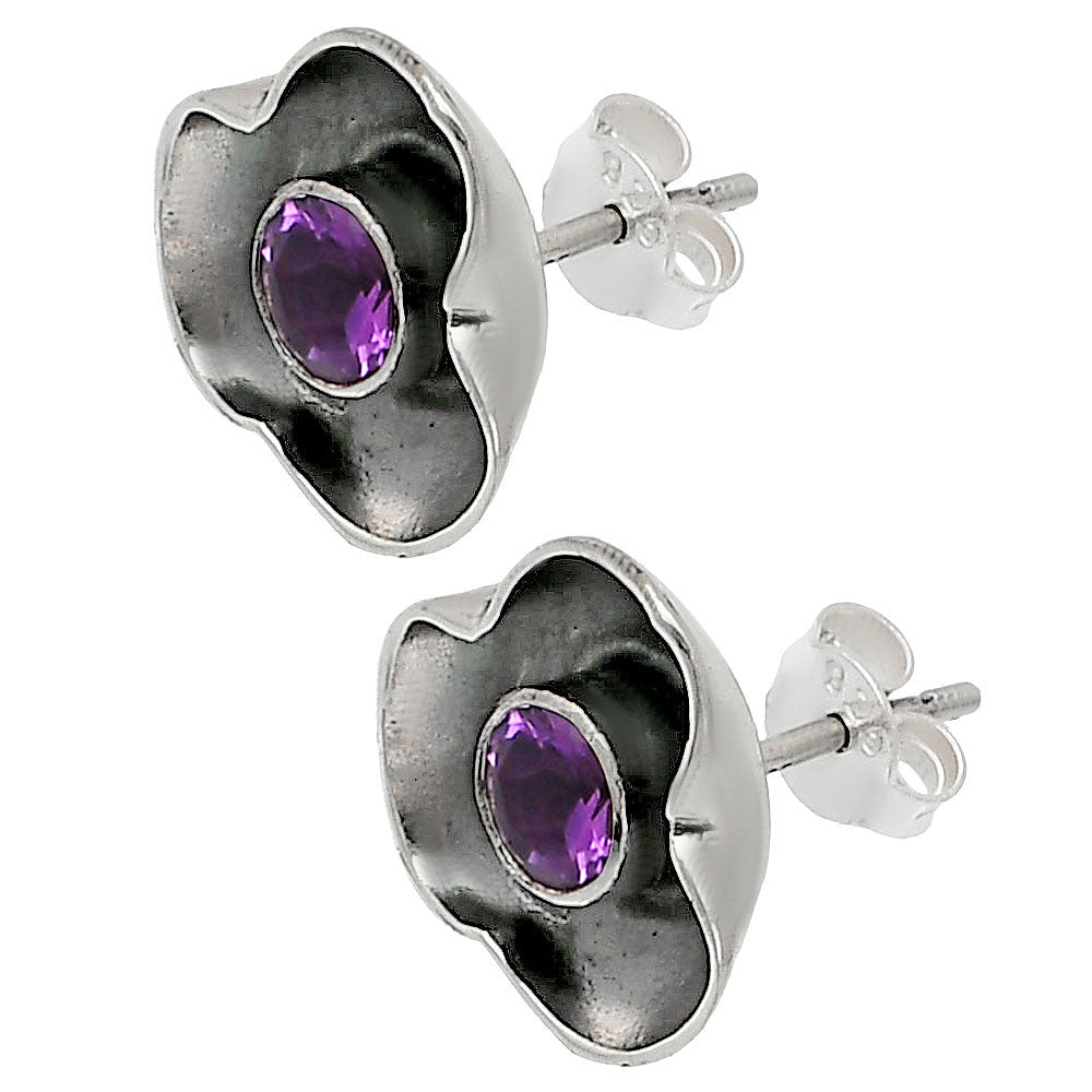 Natural Amethyst - Brazil Stud 925 Sterling Silver Earrings Jewelry DGE1081_B