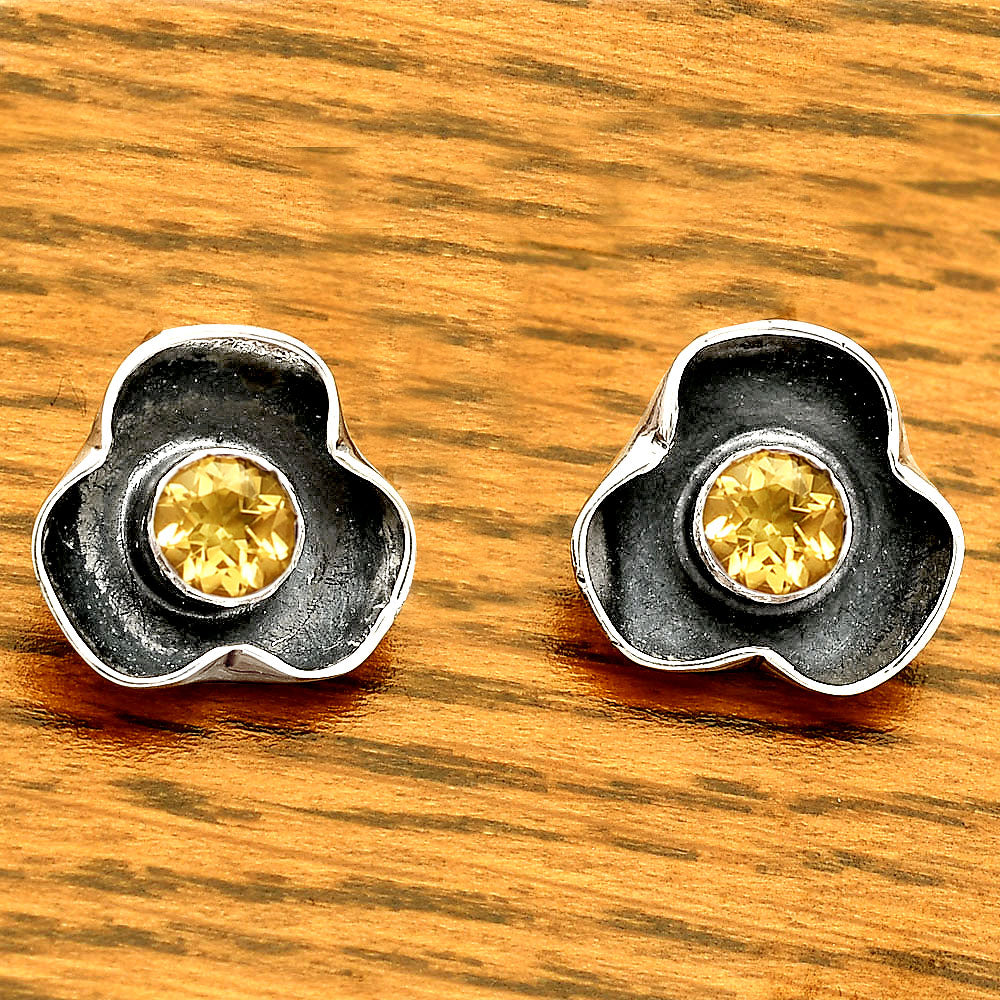 Natural Citrine Stud 925 Sterling Silver Earrings Jewelry DGE1081_D