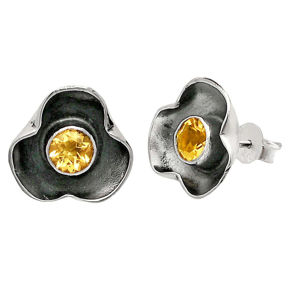 Natural Citrine Stud 925 Sterling Silver Earrings Jewelry DGE1081_D