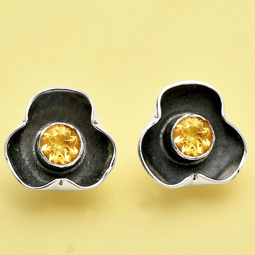 Natural Citrine Stud 925 Sterling Silver Earrings Jewelry DGE1081_D