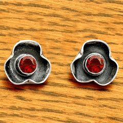 Hessonite Garnet - Madagascar Stud 925 Sterling Silver Earrings Jewelry DGE1081_F