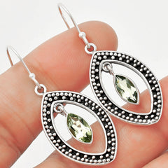 Prasiolite (Green Amethyst) - Brazil 925 Sterling Silver Earrings Jewelry DGE1083_E