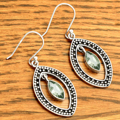 Prasiolite (Green Amethyst) - Brazil 925 Sterling Silver Earrings Jewelry DGE1083_E