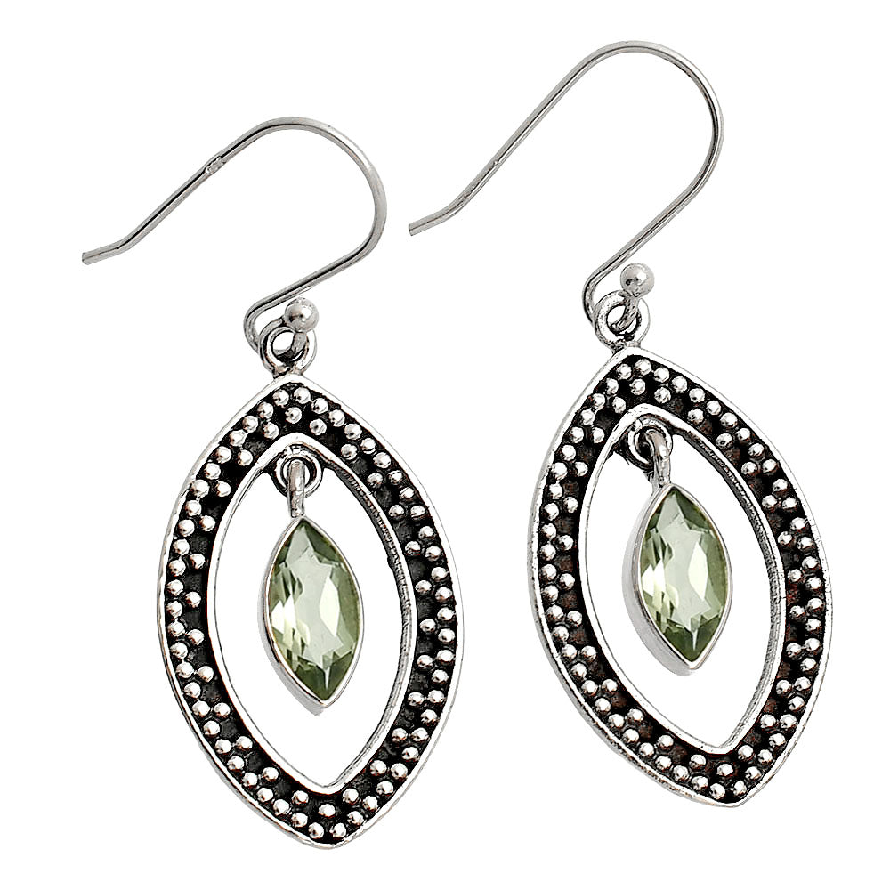 Prasiolite (Green Amethyst) - Brazil 925 Sterling Silver Earrings Jewelry DGE1083_E