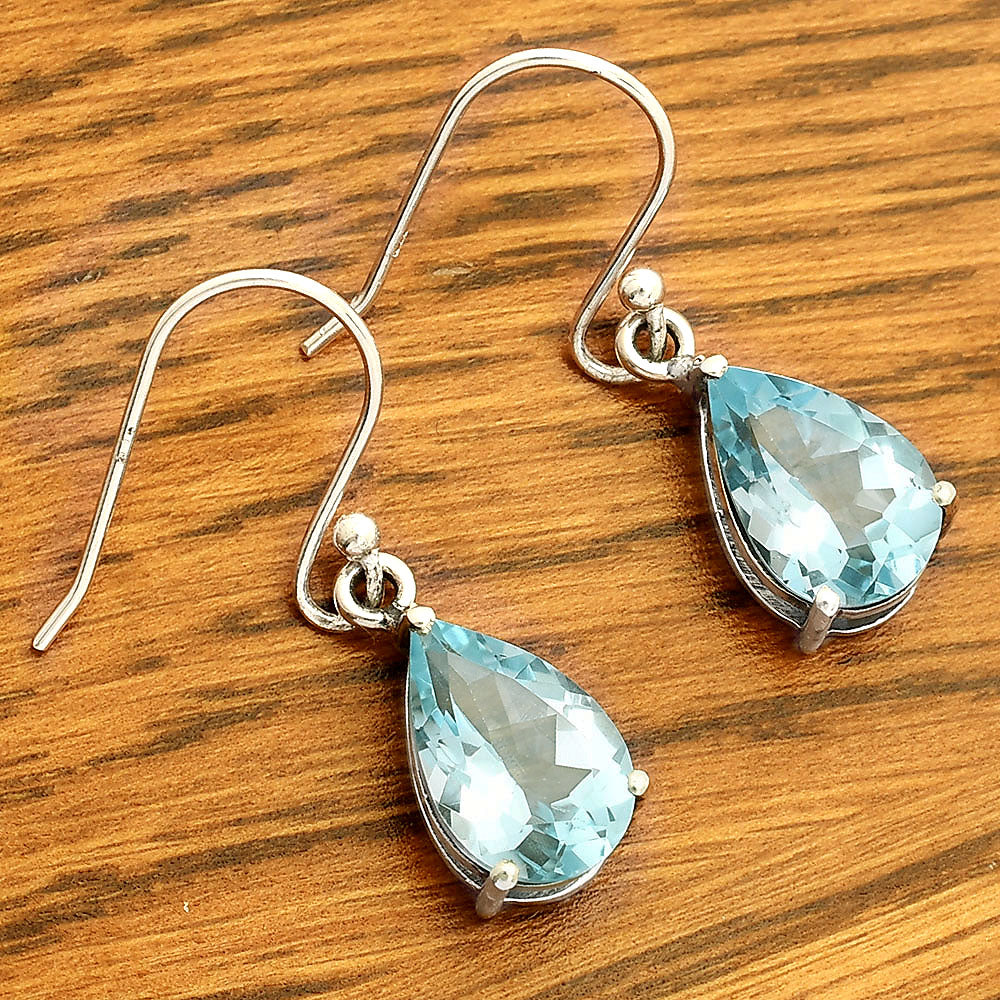 Natural Sky Blue Topaz 925 Sterling Silver Earrings Jewelry DGE1085_D