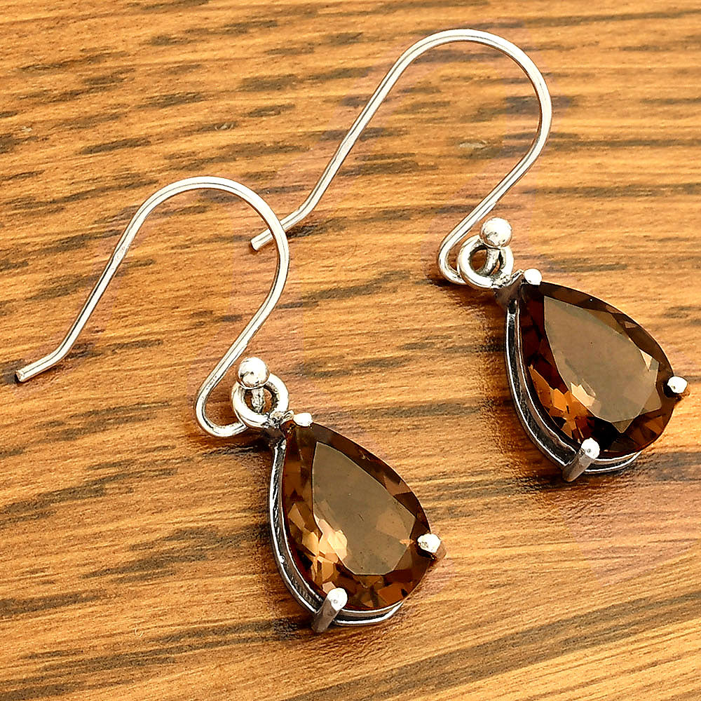 Natural Smoky Quartz - Brazil 925 Sterling Silver Earrings Jewelry DGE1085_G