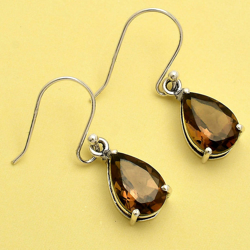 Natural Smoky Quartz - Brazil 925 Sterling Silver Earrings Jewelry DGE1085_G