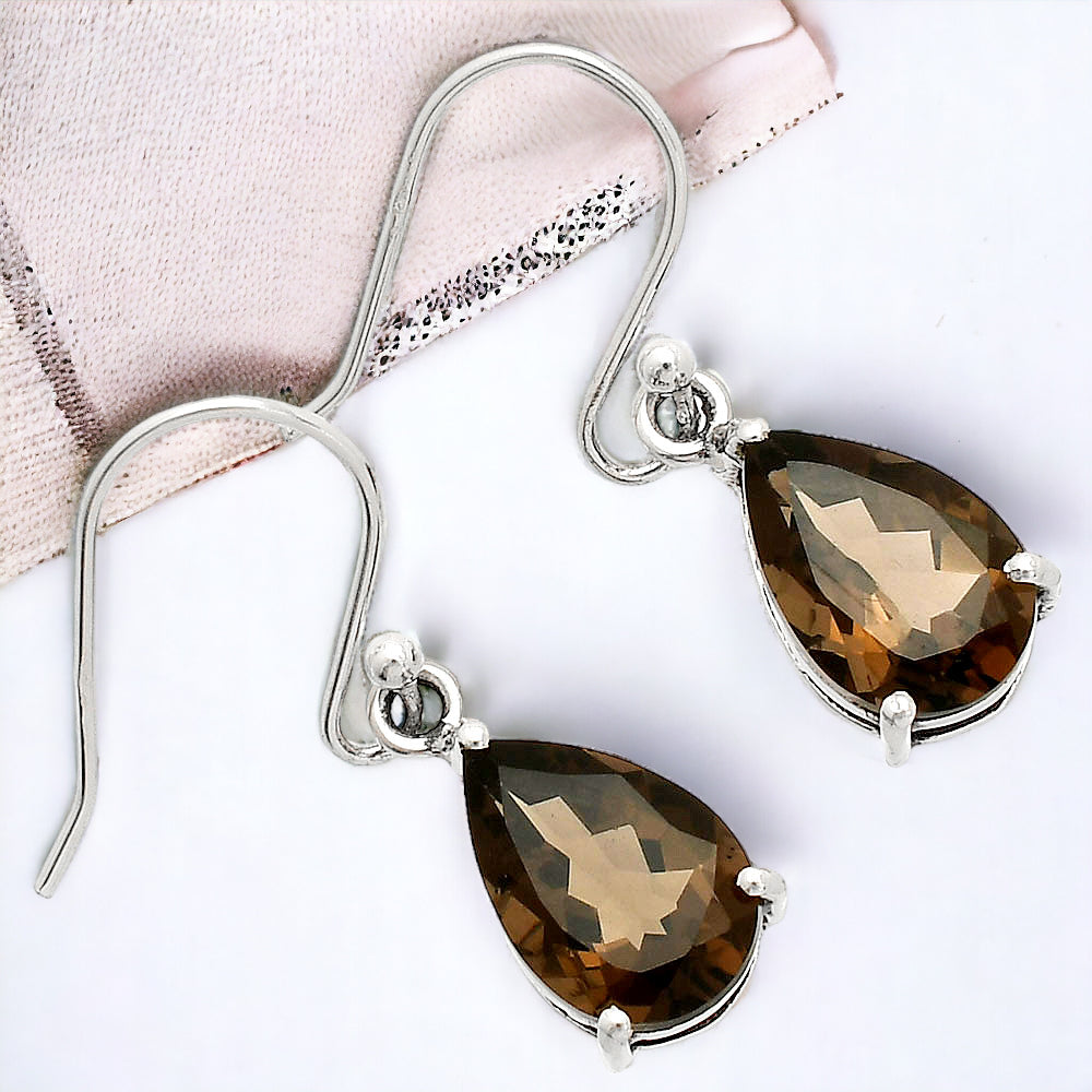 Natural Smoky Quartz - Brazil 925 Sterling Silver Earrings Jewelry DGE1085_G