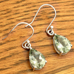 Prasiolite (Green Amethyst) - Brazil 925 Sterling Silver Earrings Jewelry DGE1085_H