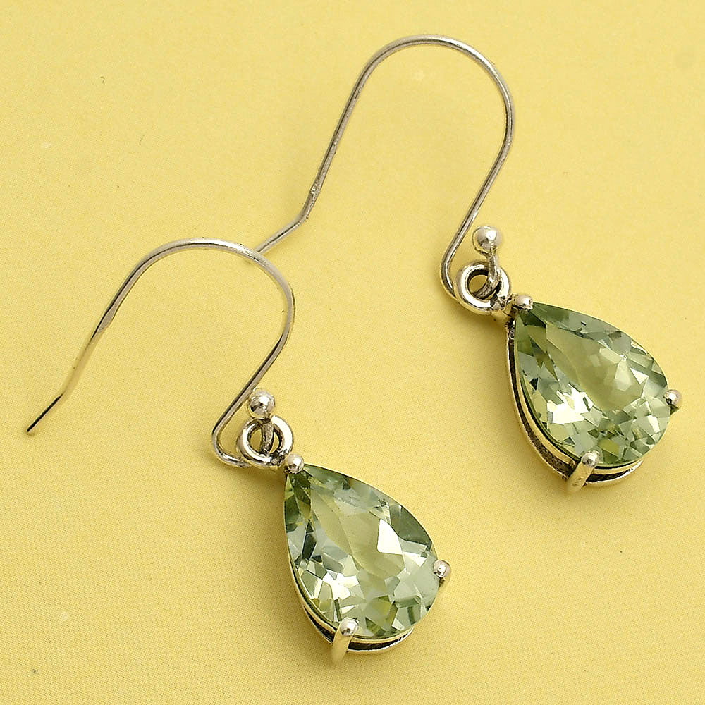 Prasiolite (Green Amethyst) - Brazil 925 Sterling Silver Earrings Jewelry DGE1085_H