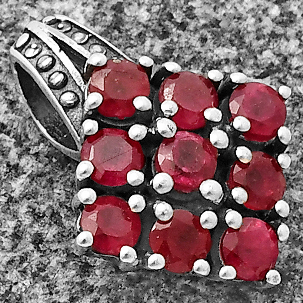 Genuine Ruby 925 Sterling Silver Pendant Jewelry DGP1004_I