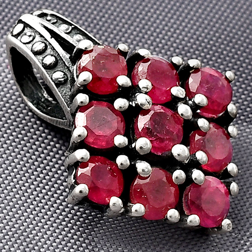 Genuine Ruby 925 Sterling Silver Pendant Jewelry DGP1004_I