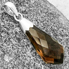 Smoky Quartz Briolette Point - Brazil 925 Sterling Silver Pendant Jewelry DGP1005_B