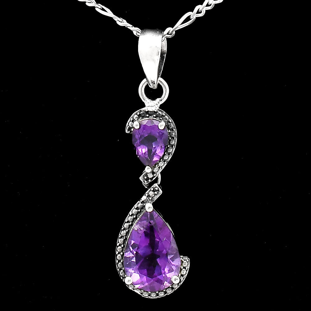 Natural African Amethyst 925 Sterling Silver Pendant Jewelry DGP1007_D