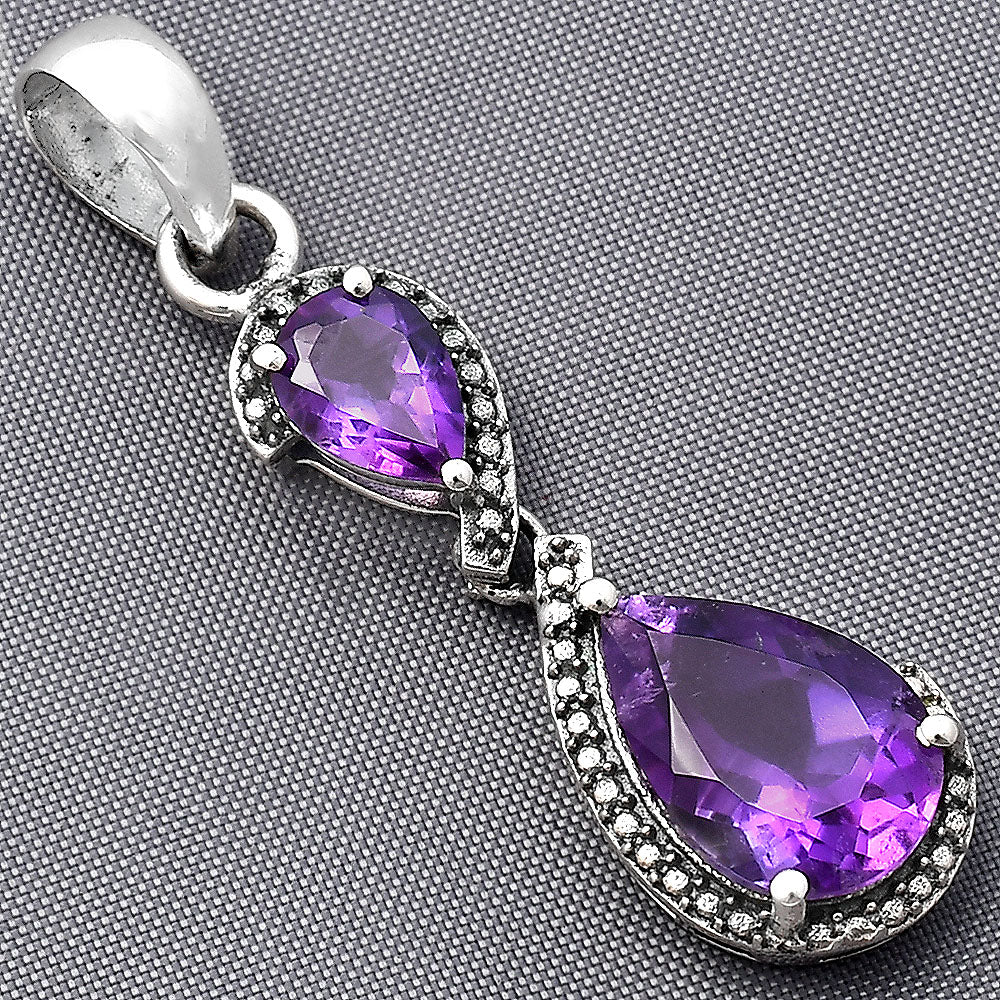 Natural African Amethyst 925 Sterling Silver Pendant Jewelry DGP1007_D