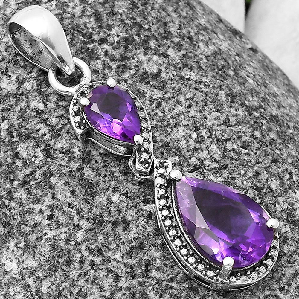 Natural African Amethyst 925 Sterling Silver Pendant Jewelry DGP1007_D