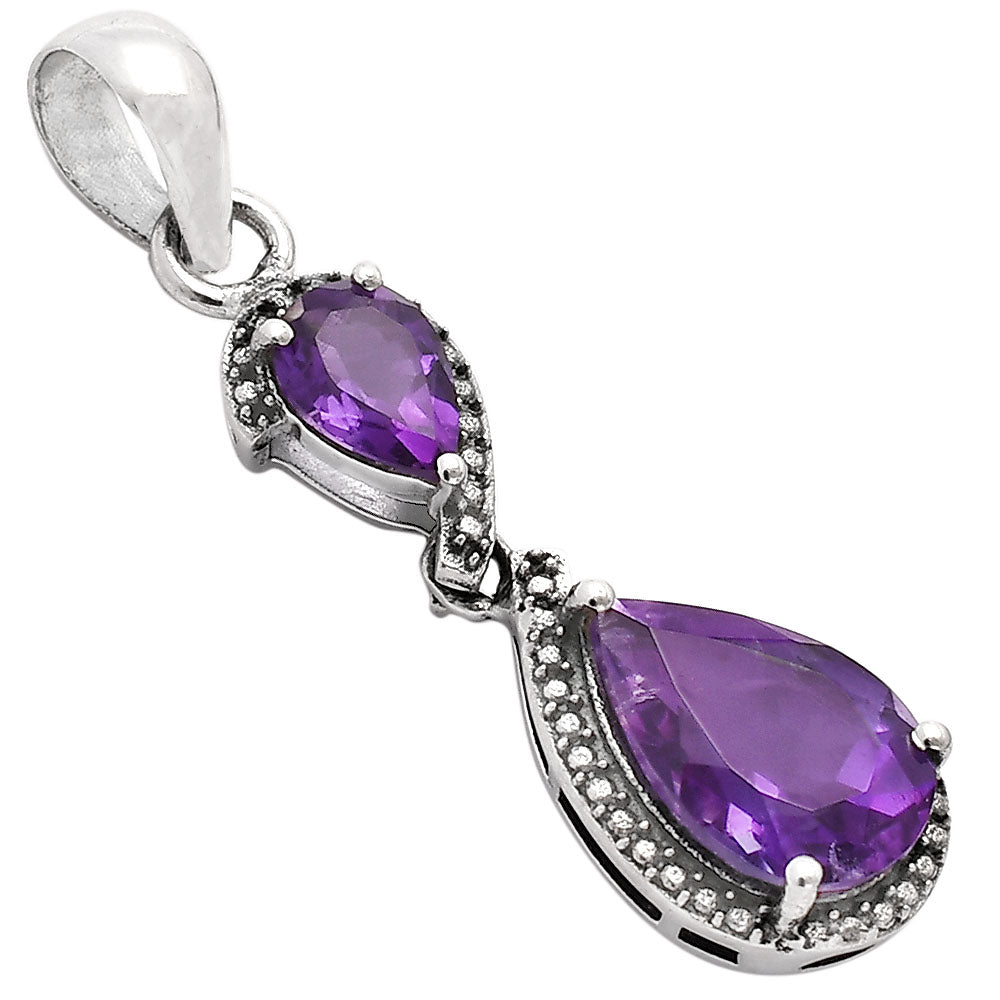 Natural African Amethyst 925 Sterling Silver Pendant Jewelry DGP1007_D