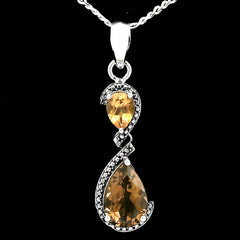 Smoky Quartz - Brazil & Citrine 925 Sterling Silver Pendant Jewelry DGP1007_F