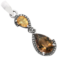 Smoky Quartz - Brazil & Citrine 925 Sterling Silver Pendant Jewelry DGP1007_F