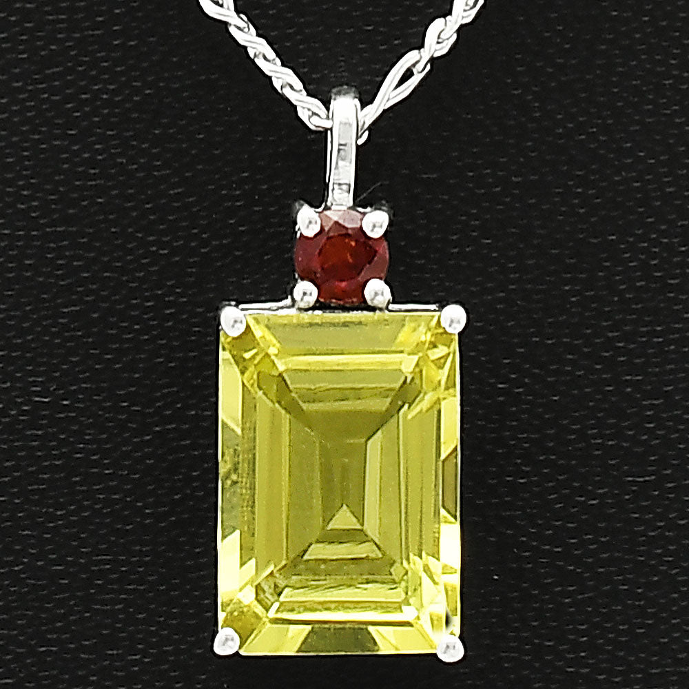 Natural Lemon Quartz & Garnet 925 Sterling Silver Pendant Jewelry DGP1010_C