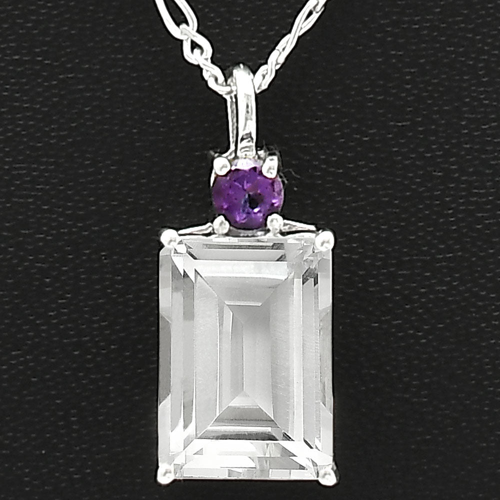 Natural White Quartz & Amethyst 925 Sterling Silver Pendant Jewelry DGP1010_D