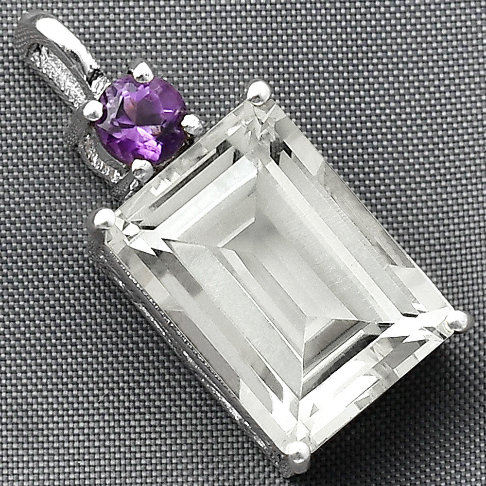 Natural White Quartz & Amethyst 925 Sterling Silver Pendant Jewelry DGP1010_D