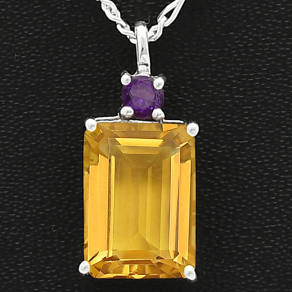 Natural Whiskey Quartz & Amethyst 925 Sterling Silver Pendant Jewelry DGP1010_F