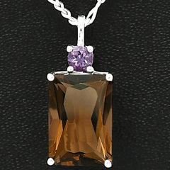 Smoky Quartz - Brazil & Amethyst 925 Sterling Silver Pendant Jewelry DGP1010_H