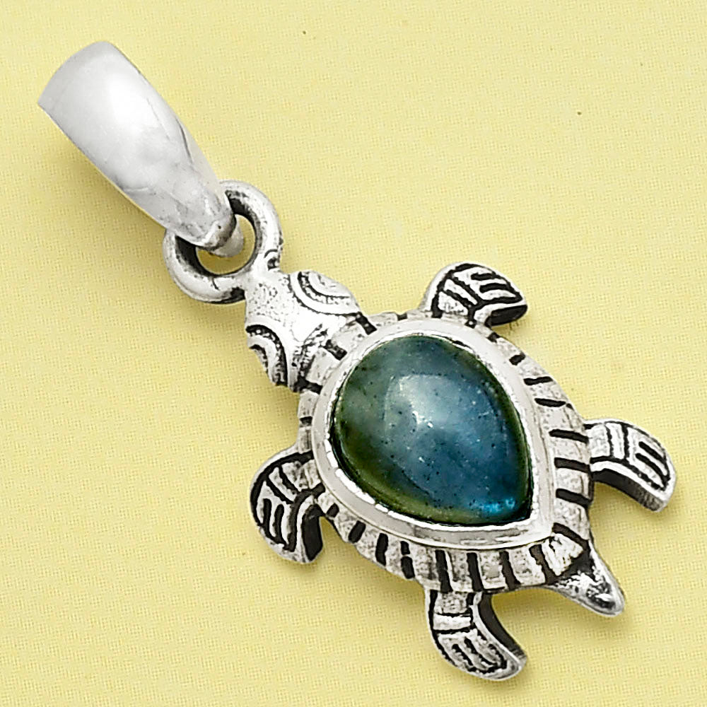 Tortoise - Blue Fire Labradorite 925 Sterling Silver Pendant Jewelry DGP1011_G