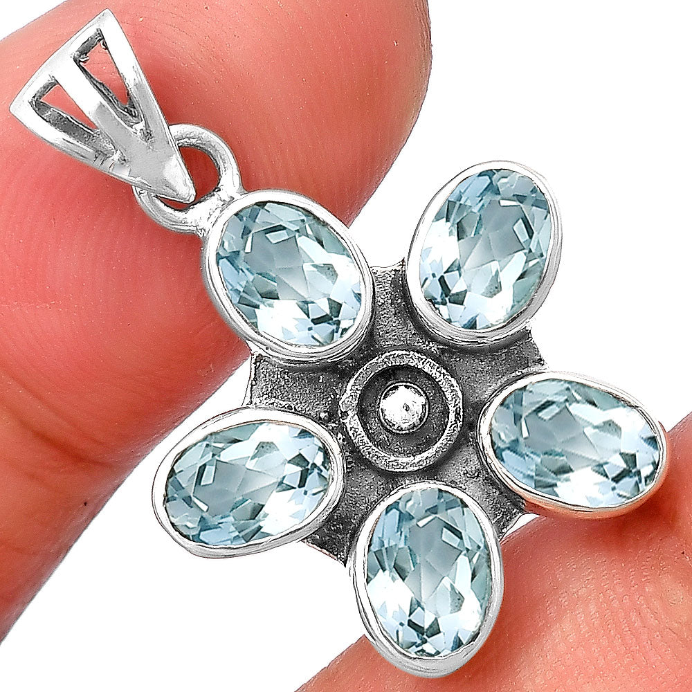 Natural Sky Blue Topaz 925 Sterling Silver Pendant Jewelry DGP1013_C