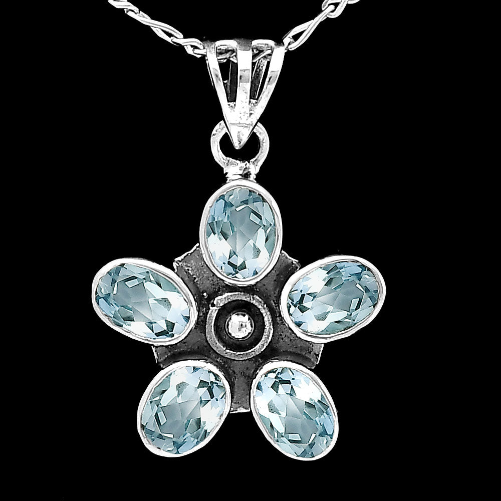 Natural Sky Blue Topaz 925 Sterling Silver Pendant Jewelry DGP1013_C