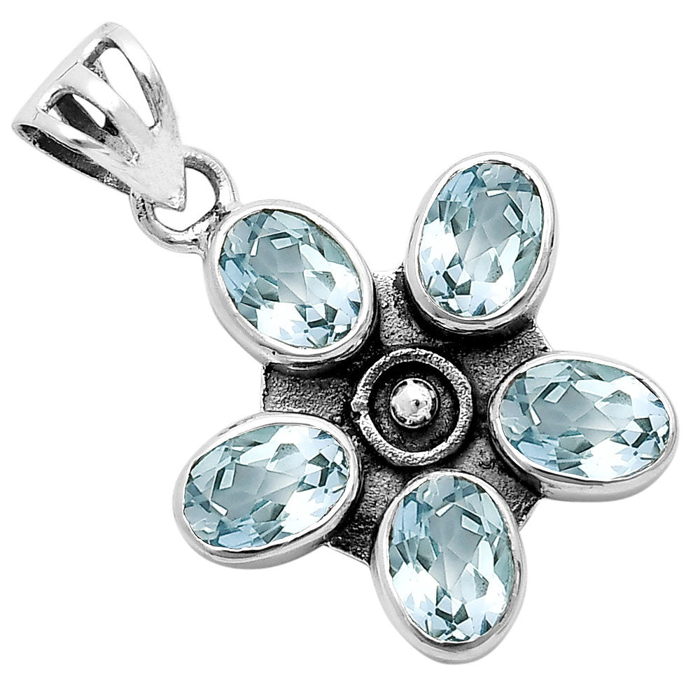 Natural Sky Blue Topaz 925 Sterling Silver Pendant Jewelry DGP1013_C