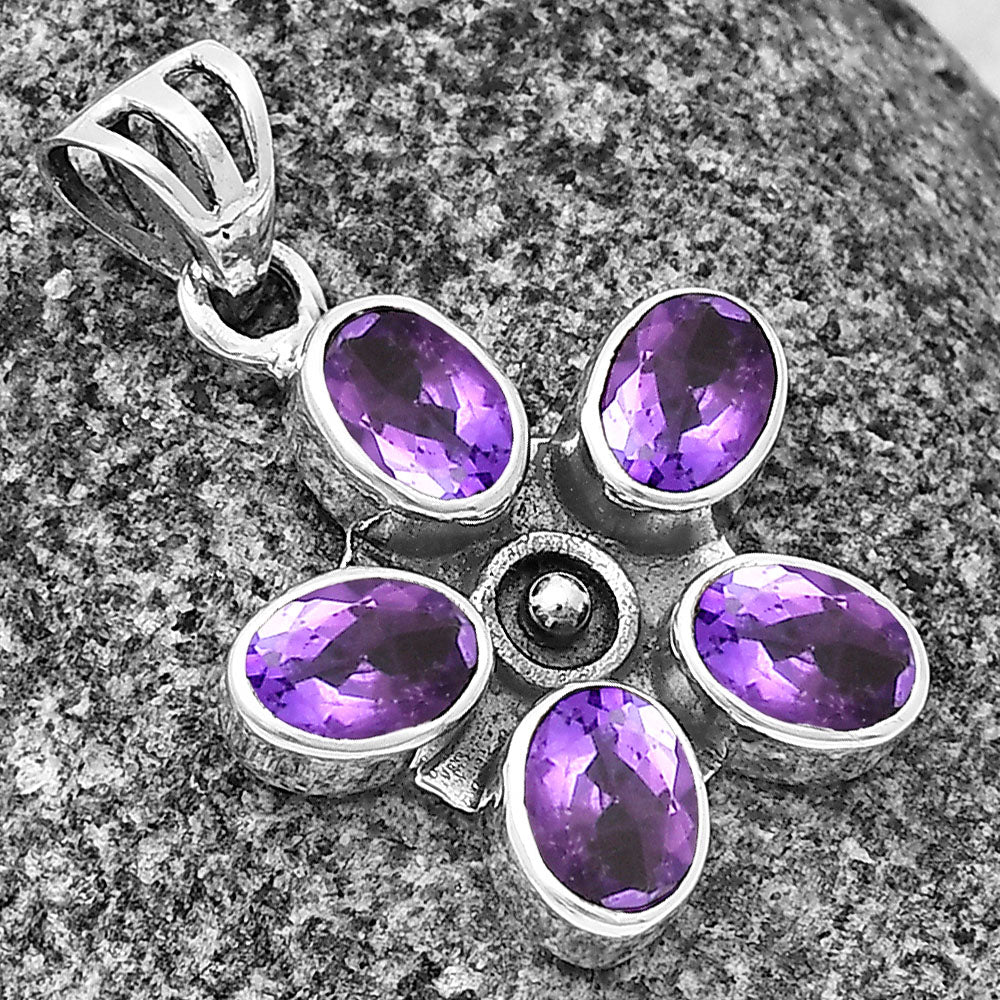 Natural African Amethyst 925 Sterling Silver Pendant Jewelry DGP1013_D