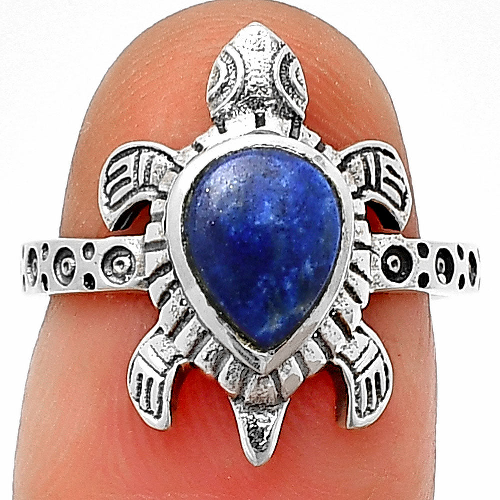 Tortoise - Lapis Lazuli 925 Sterling Silver Ring Jewelry DGR1116_B