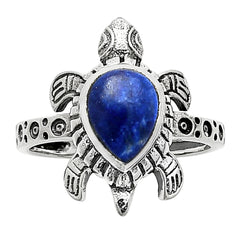 Tortoise - Lapis Lazuli 925 Sterling Silver Ring Jewelry DGR1116_B