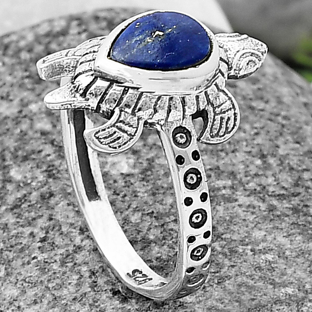 Tortoise - Lapis Lazuli 925 Sterling Silver Ring Jewelry DGR1116_B