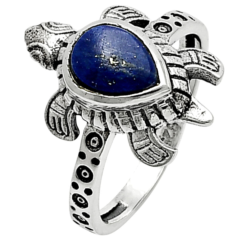 Tortoise - Lapis Lazuli 925 Sterling Silver Ring Jewelry DGR1116_B