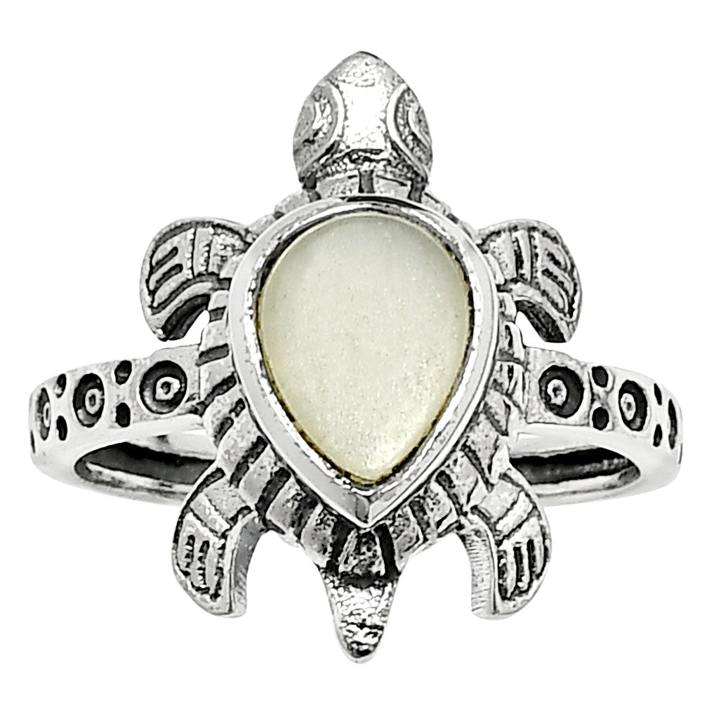 Tortoise - Srilankan Moonstone 925 Sterling Silver Ring Jewelry DGR1116_C