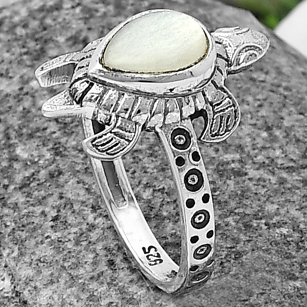 Tortoise - Srilankan Moonstone 925 Sterling Silver Ring Jewelry DGR1116_C