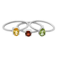 Natural Citrine, Peridot & Garnet 925 Sterling Silver Ring Jewelry DGR1120_E