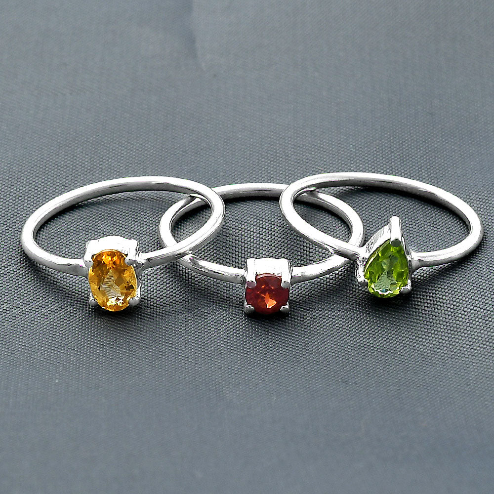 Natural Citrine, Peridot & Garnet 925 Sterling Silver Ring Jewelry DGR1120_E